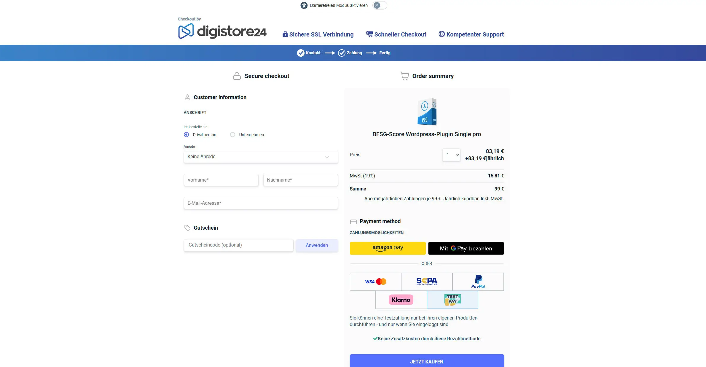 Digistore24-Bestellbestätigungs-Mail mit markiertem Download-Link