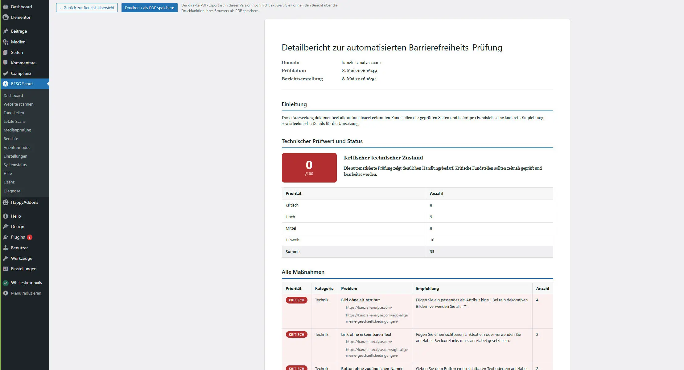 Agenturmodus-Einstellungs-Seite mit Logo-Upload und Kontaktdaten